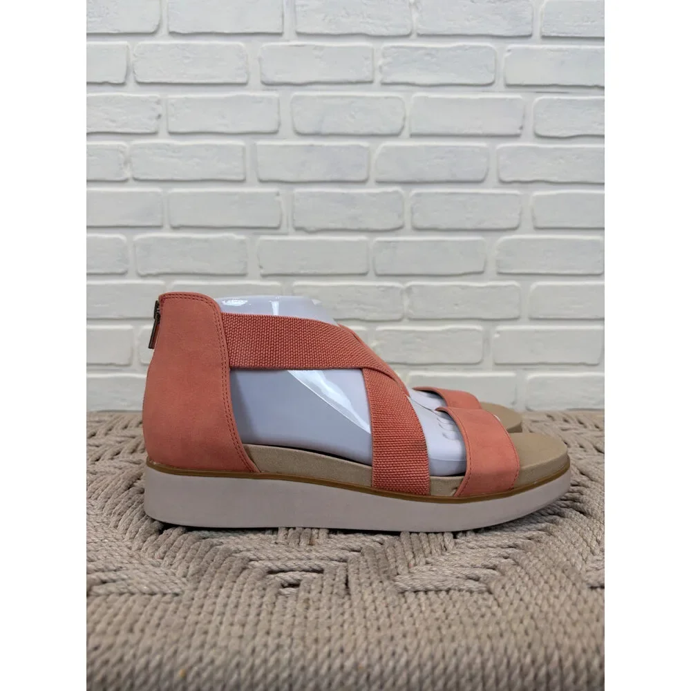 LifeStride Giselle Platform Wedge Sandals Coral Size 8.5